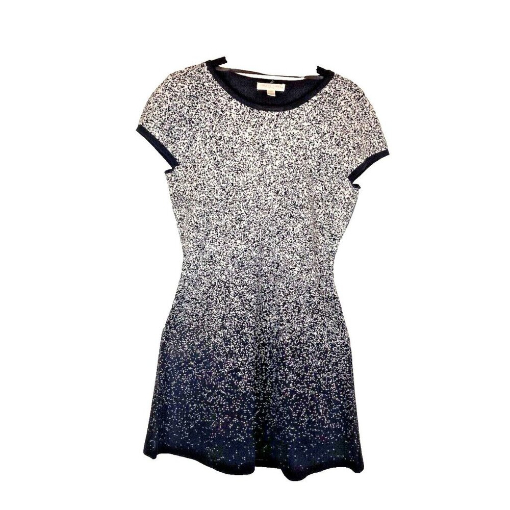 London Times Womens P Med  Black White Ombre Speckled Short Pullover Knit Dress